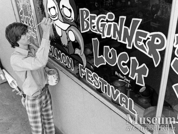 Campbell River storefront painted for Salmon Festival