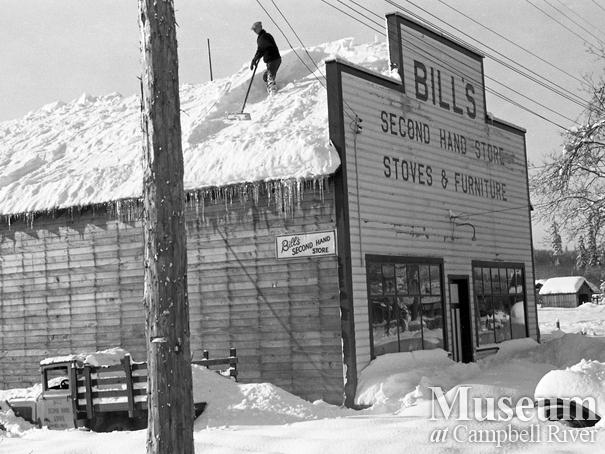 Bill's Second Hand Store after a heavy snowfall