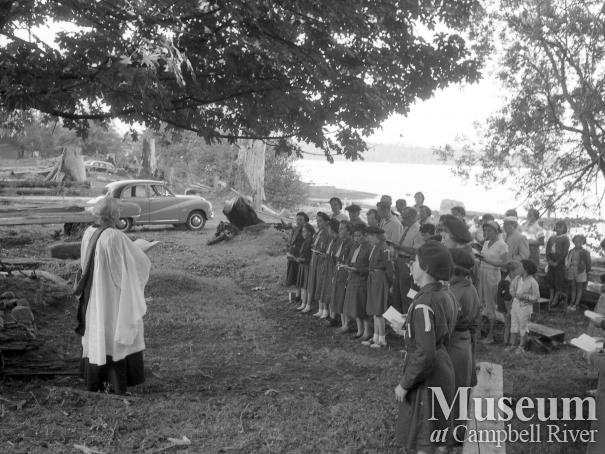 Girl guides at camp on Hudson's Farm