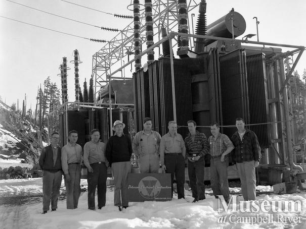 Hydro substation with installation crew