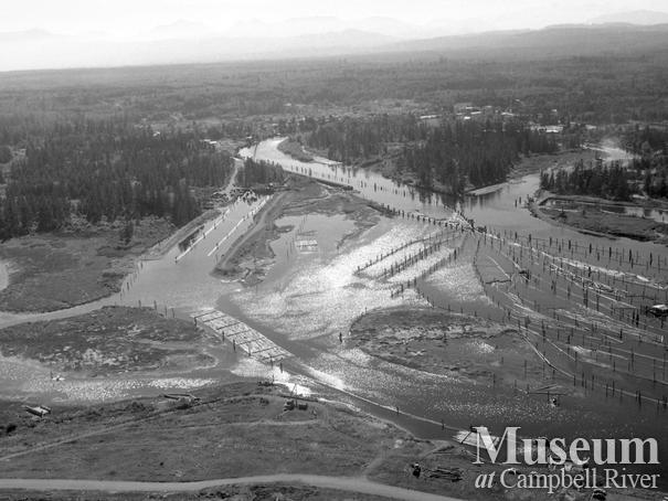 Aerial view of the Campbell River estuary