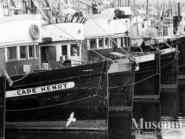 Fishing boats tied up at the Campbell River wharf