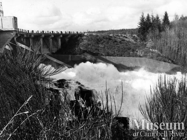 John Hart dam and spillway, January 1968