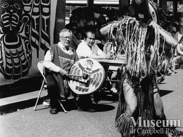 Sam Henderson playing the drum at Tyee Plaza