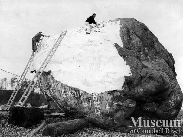 The Big Rock undergoing a cleaning