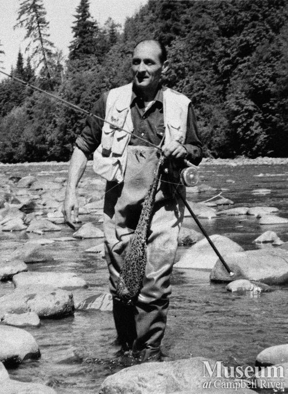 Roderick Haig-Brown wading in the Campbell River