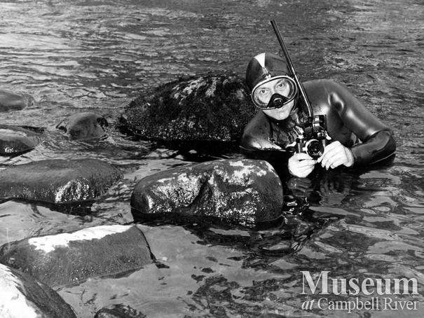 Roderick Haig-Brown scuba diving in the Campbell River