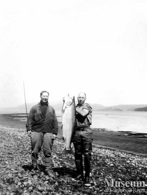 Dr. J.A. Wiborn with Herbert Pidcock and salmon