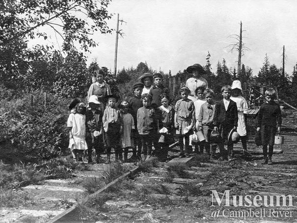 School picnic near the railroad tracks