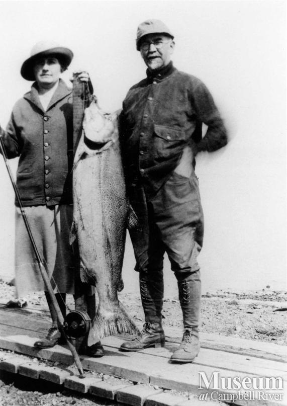 One male and one female angler with three fish