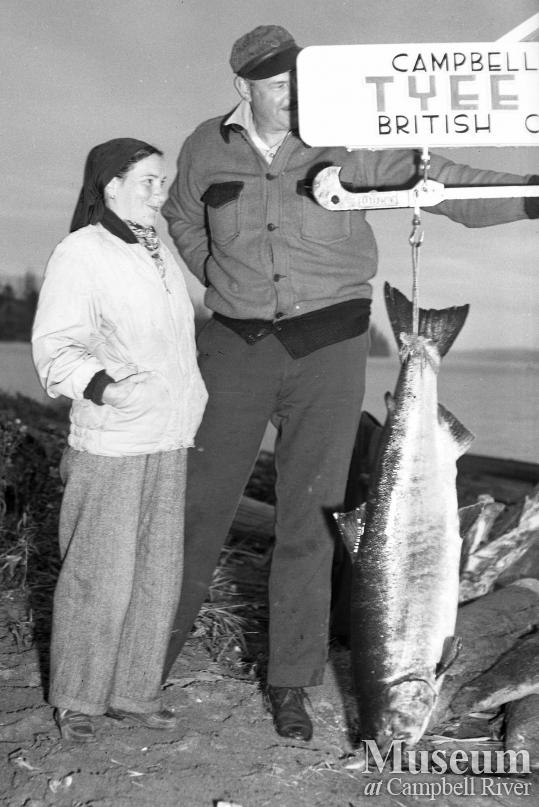Anglers with Tyee Salmon at Tyee Club Scales