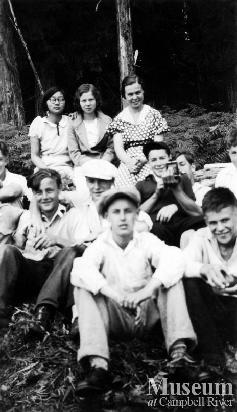 Campbell River school class possibly on field trip to McIvor Lake