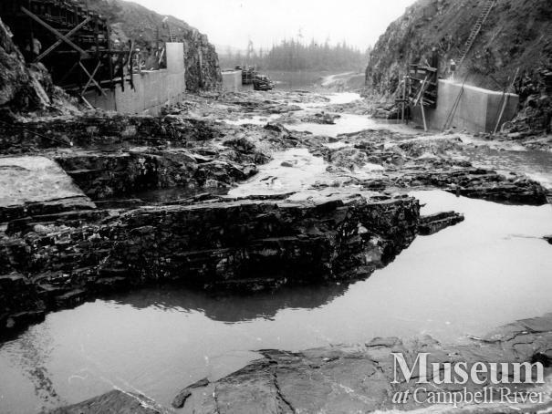 Construction of Strathcona Dam, 1950s