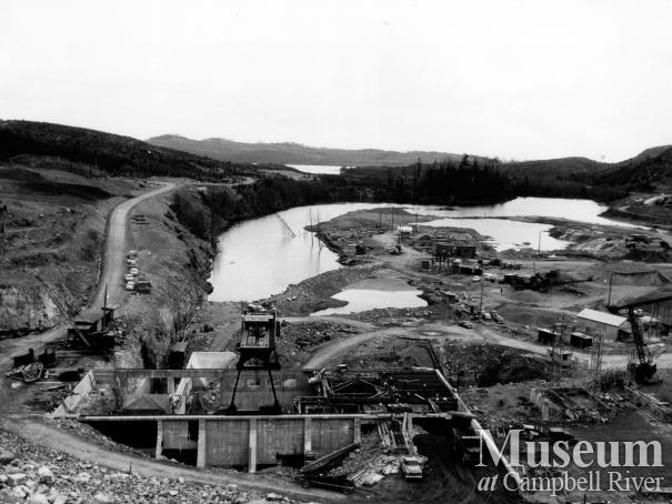 Construction of Strathcona Dam, 1950s