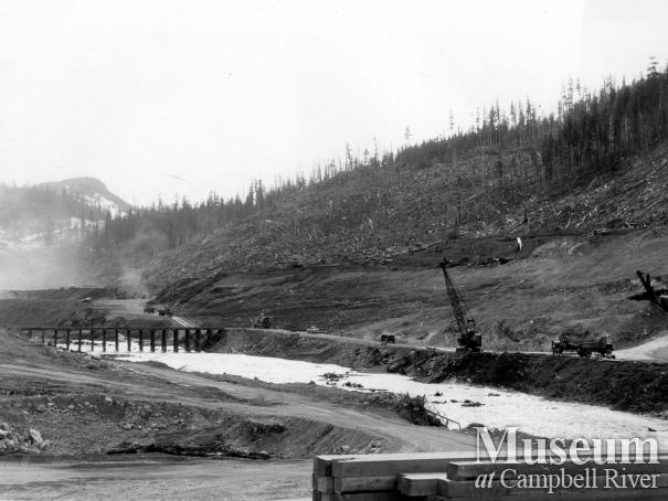 Construction of Strathcona Dam, 1950s