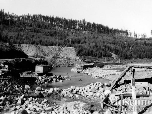 Construction of Strathcona Dam, 1950s