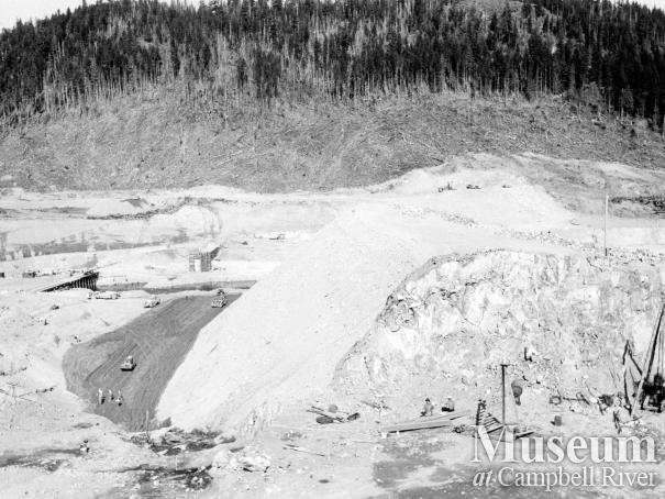 Construction of Strathcona Dam, 1950s
