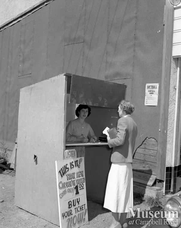 Ticket selling booth at the Community Hall