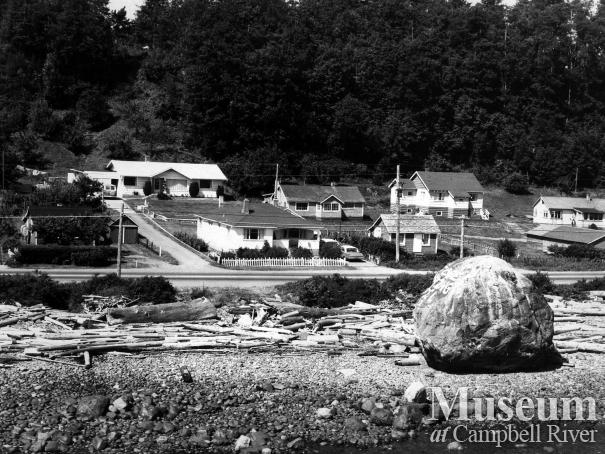 Campbell River waterfront showing the Big Rock, September 1971.
