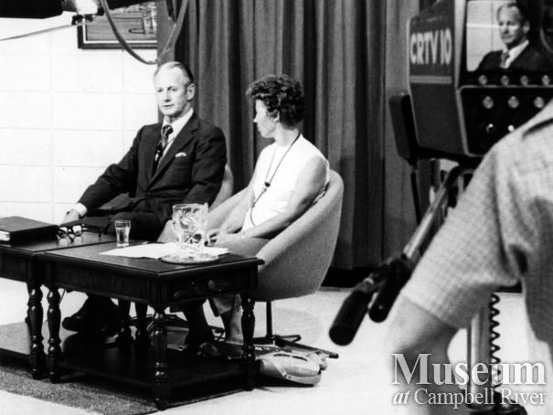 Interview being filmed at CRTV's studio, Campbell River